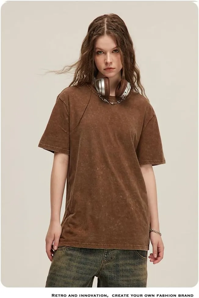 3 Pack Women's T Shirts Vintage Washed Tees Loose Fit for Men Short Sleeve Casual Streetwear Baggy Unisex Tops