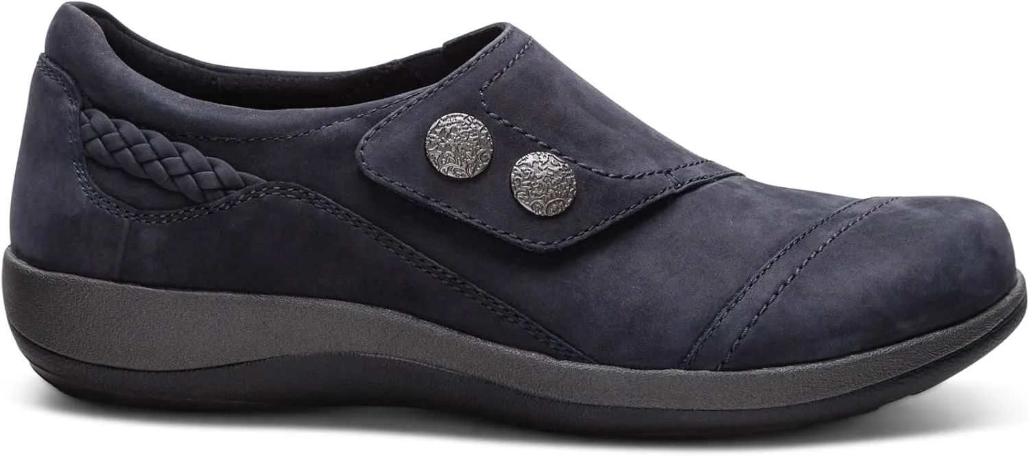 Aetrex Women's Karina Orthopedic Arch Support Monk Strap Shoes Loafers for Women- Leather Slip On Shoes Plantar Fasciitis Shoes Women