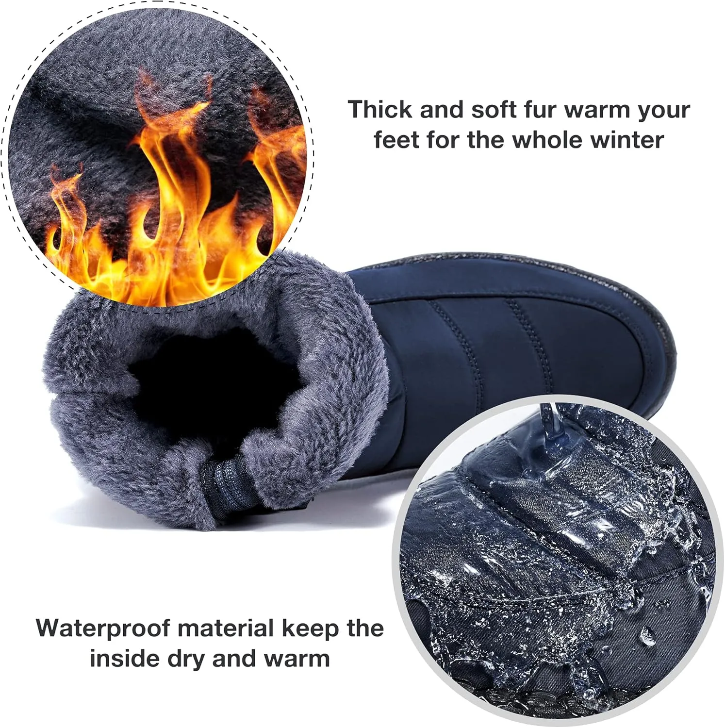 Alicegana Womens Winter Snow Boots for Women Waterproof Warm Fur Lining Mid Calf Boots with Zipper Comfortable Outdoor Shoes