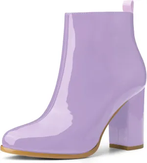 Allegra K Women's Round Toe Zipper Chunky Heels Ankle Boots