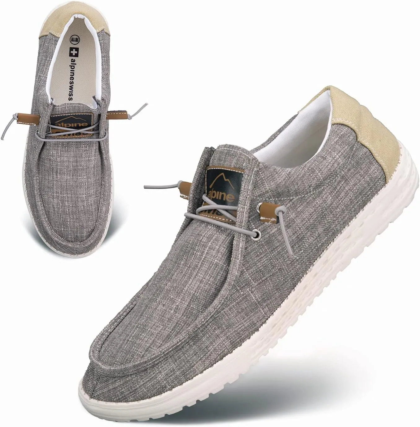 Alpine Swiss Flynn Mens Boat Shoes | Lightweight Slip-On Loafers | Moc Toe Sailing Deck Shoe | Breathable Water-Resistant Summer Footwear | Travel | Light Enough to Float