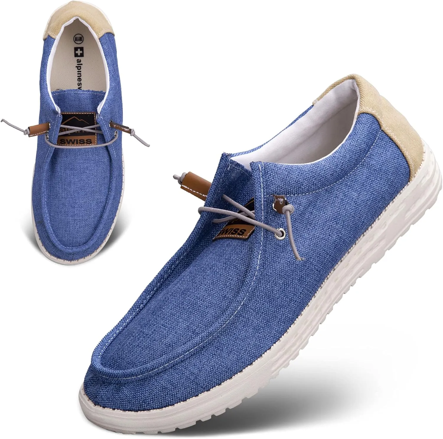 Alpine Swiss Flynn Mens Boat Shoes | Lightweight Slip-On Loafers | Moc Toe Sailing Deck Shoe | Breathable Water-Resistant Summer Footwear | Travel | Light Enough to Float