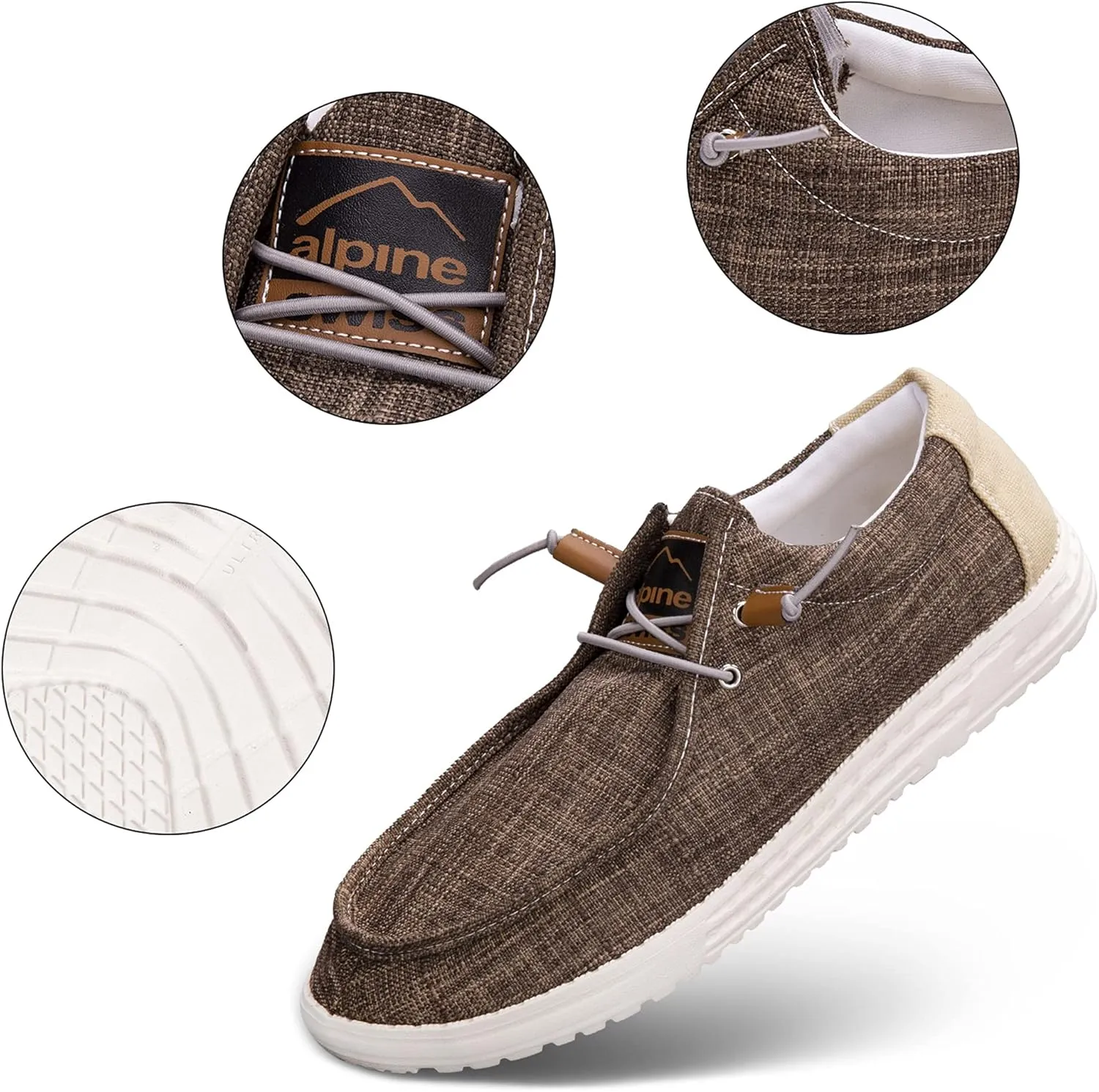 Alpine Swiss Flynn Mens Boat Shoes | Lightweight Slip-On Loafers | Moc Toe Sailing Deck Shoe | Breathable Water-Resistant Summer Footwear | Travel | Light Enough to Float