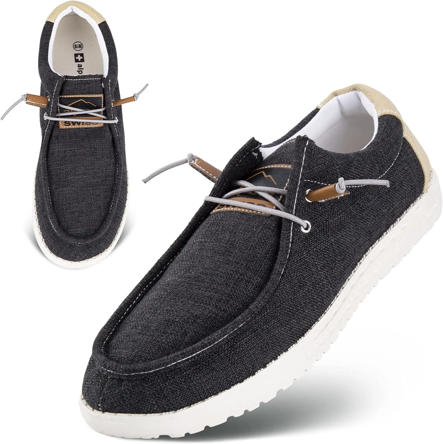 Alpine Swiss Flynn Mens Boat Shoes | Lightweight Slip-On Loafers | Moc Toe Sailing Deck Shoe | Breathable Water-Resistant Summer Footwear | Travel | Light Enough to Float
