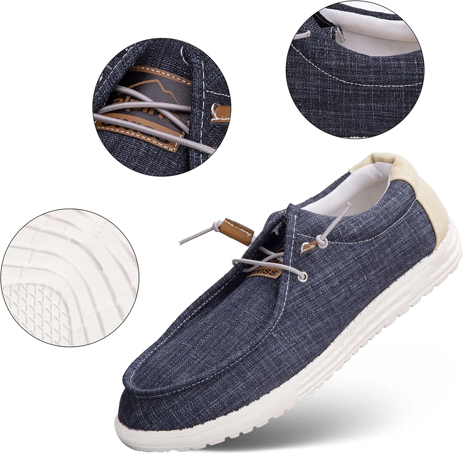 Alpine Swiss Flynn Mens Boat Shoes | Lightweight Slip-On Loafers | Moc Toe Sailing Deck Shoe | Breathable Water-Resistant Summer Footwear | Travel | Light Enough to Float