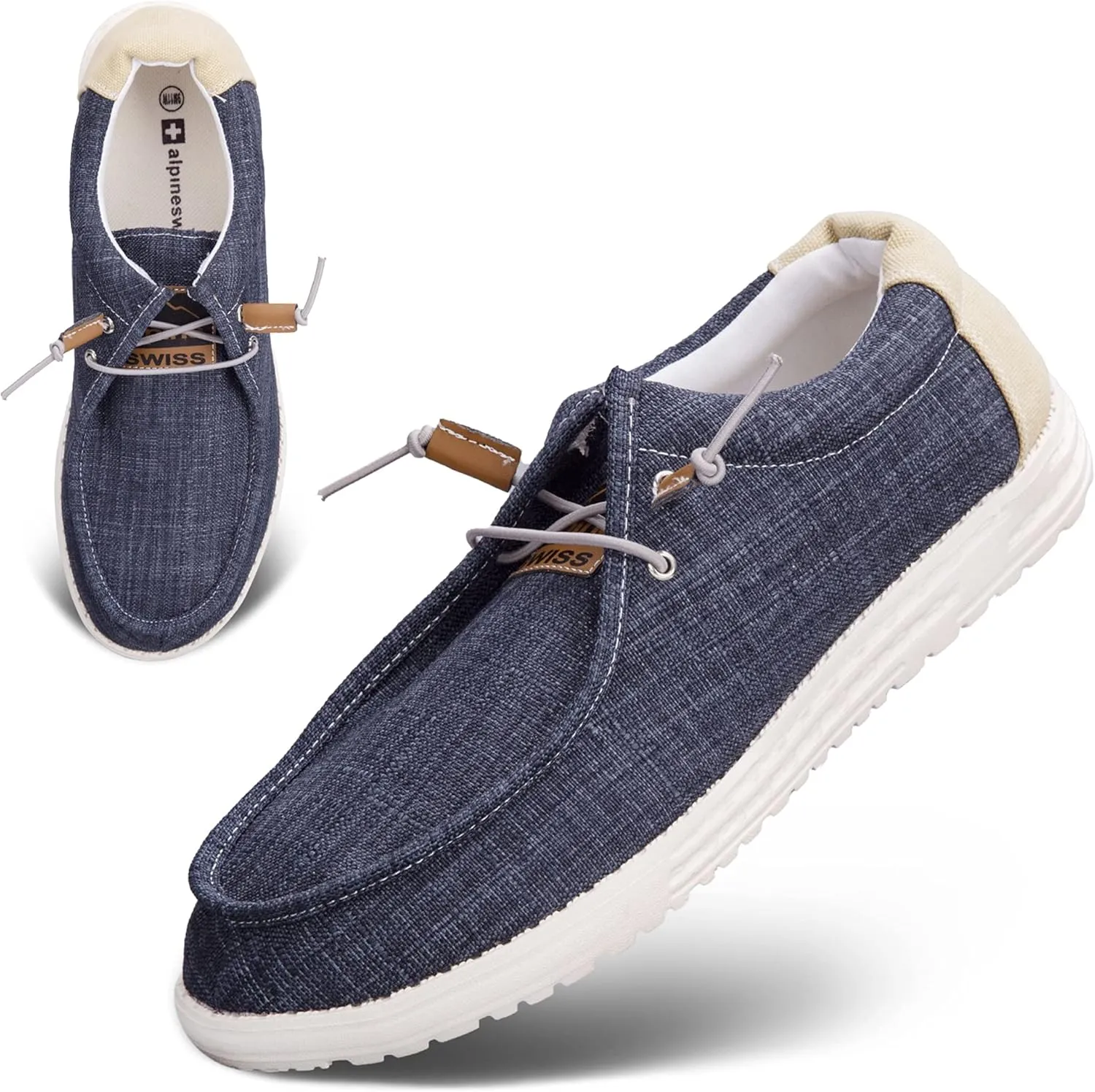 Alpine Swiss Flynn Mens Boat Shoes | Lightweight Slip-On Loafers | Moc Toe Sailing Deck Shoe | Breathable Water-Resistant Summer Footwear | Travel | Light Enough to Float