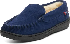 Alpine Swiss Yukon Mens Genuine Suede Shearling Slip On Moccasin Slippers