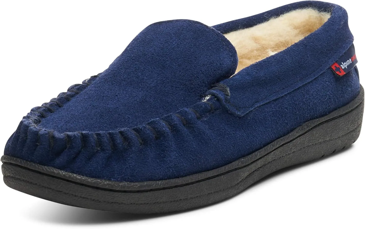 Alpine Swiss Yukon Mens Genuine Suede Shearling Slip On Moccasin Slippers