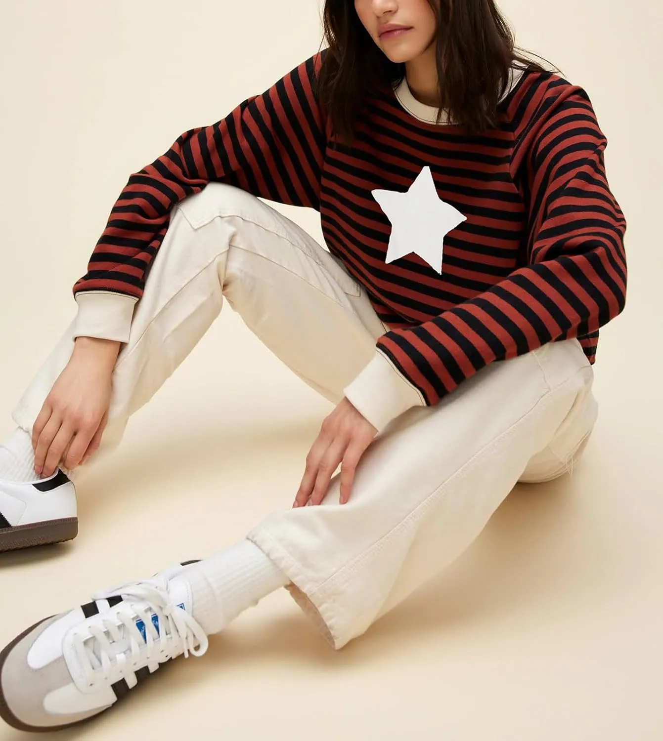 Amiblvowa Y2K Oversized Sweatshirt for Women Cute Star Graphic Long Sleeve Crewneck Sweatshirt Aesthetic Pullover Jackets