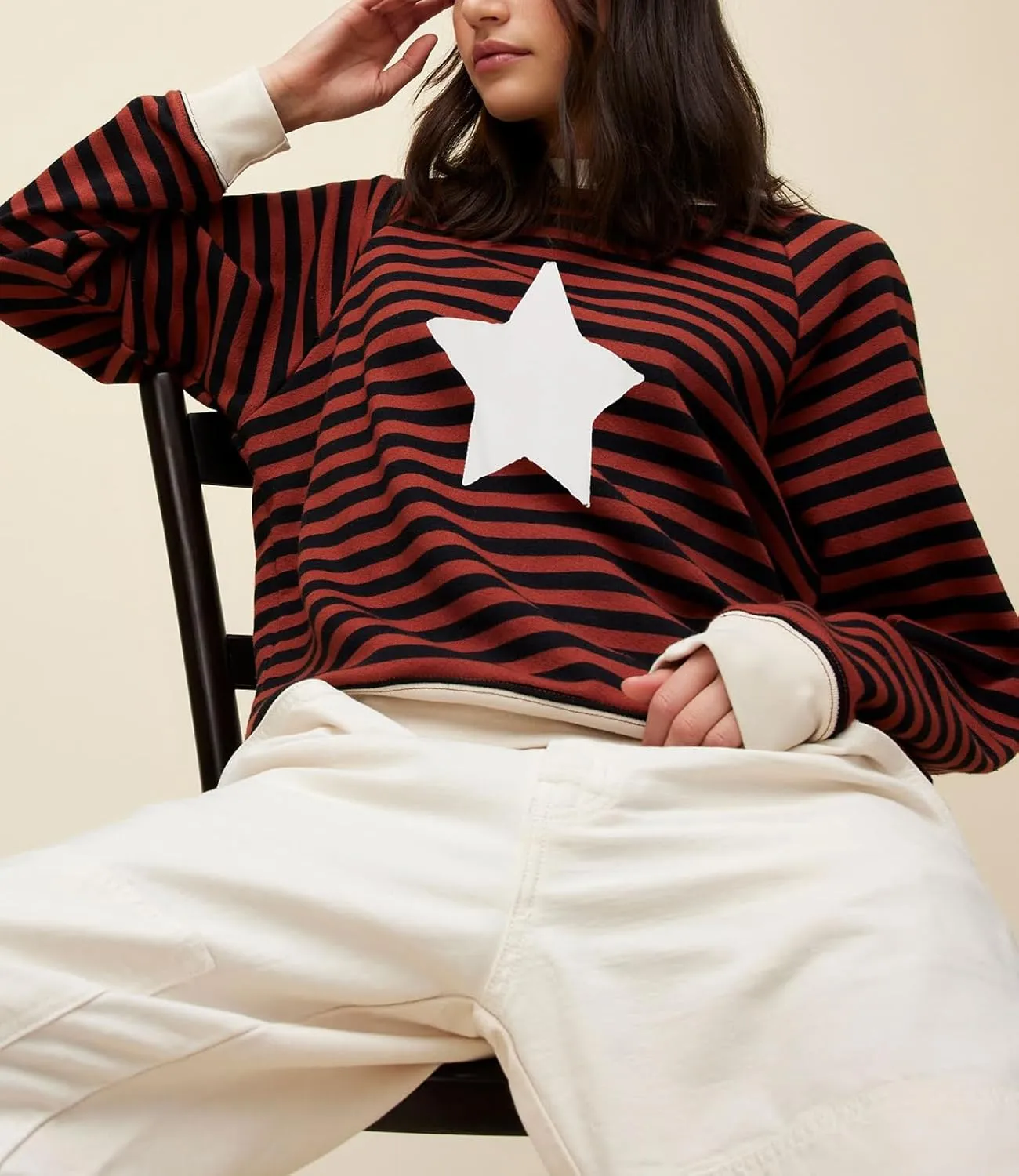 Amiblvowa Y2K Oversized Sweatshirt for Women Cute Star Graphic Long Sleeve Crewneck Sweatshirt Aesthetic Pullover Jackets