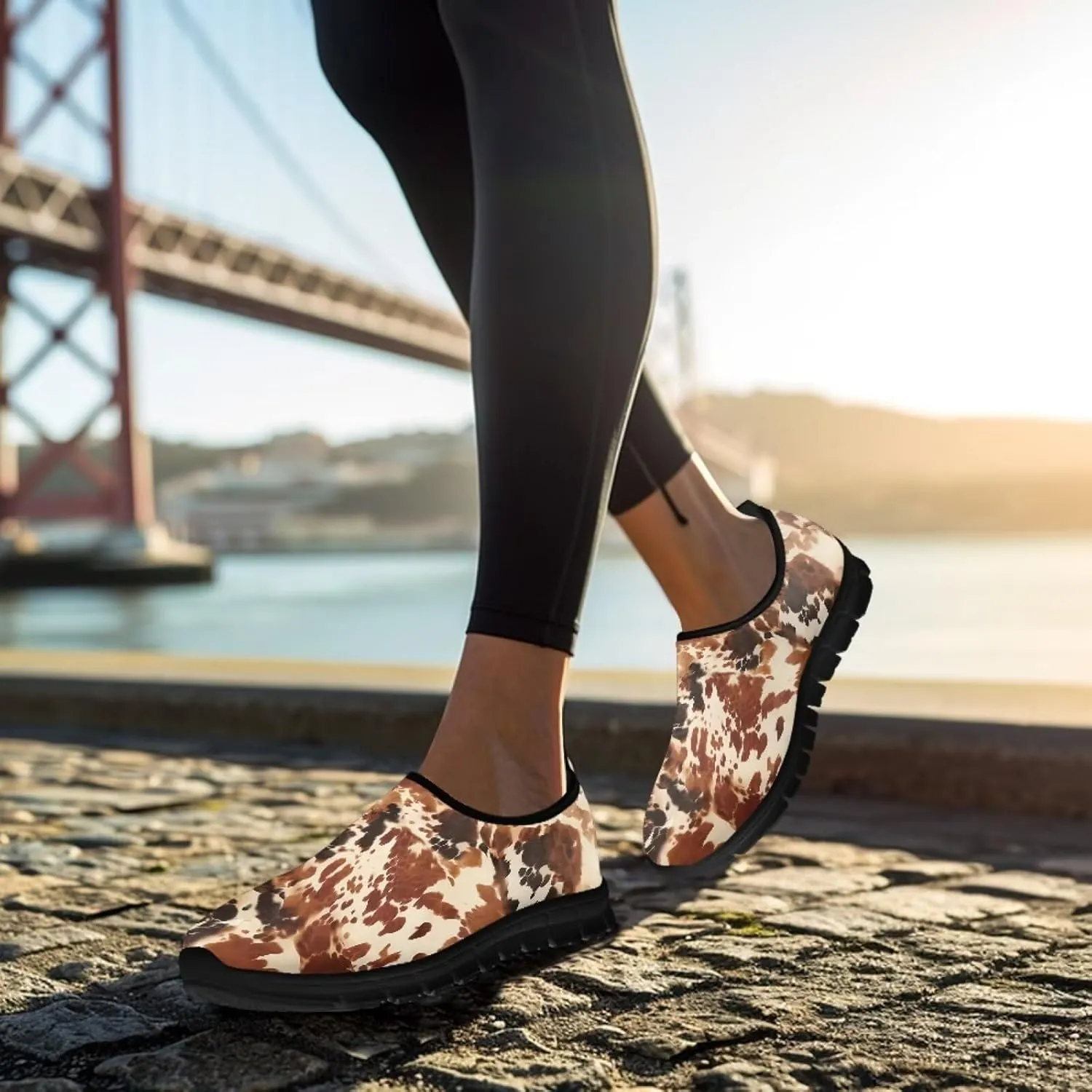 Animal Print Casual Shoes for Women Slip on Sneakers Hands Free Shoes for Outdoor Travel Shopping