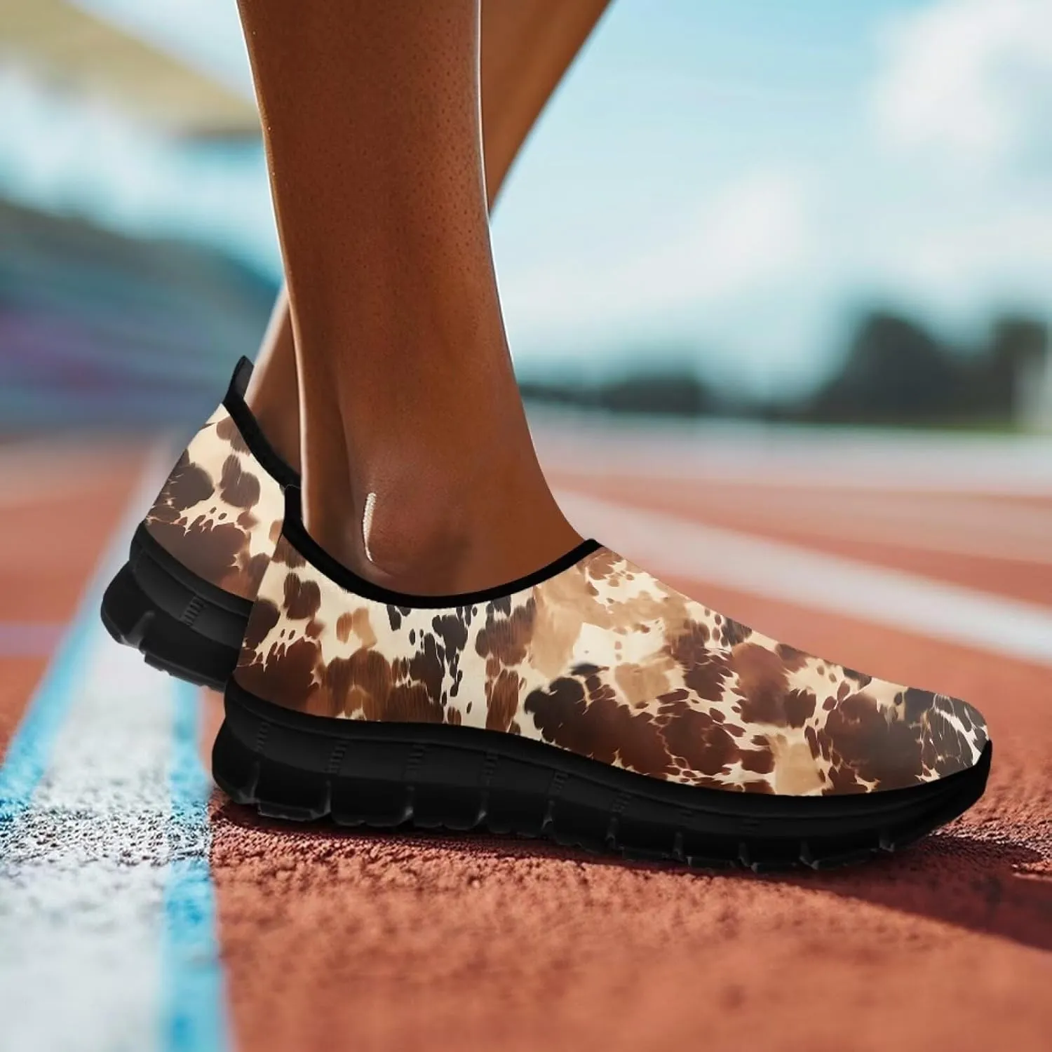 Animal Print Casual Shoes for Women Slip on Sneakers Hands Free Shoes for Outdoor Travel Shopping