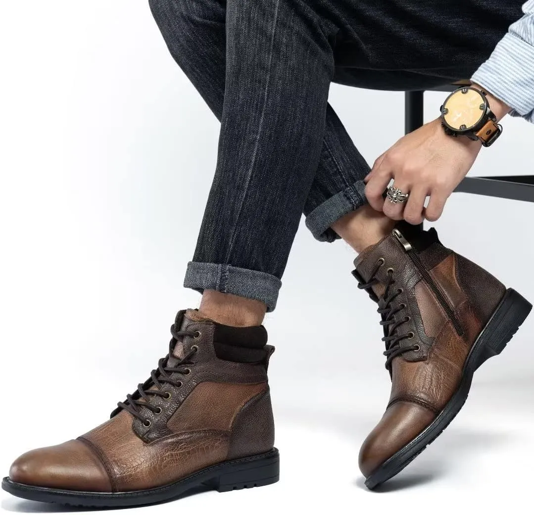 Arkbird Mens Chelsea Boots, Stylish and Comfort Leather Chukka Ankle Boots with Zipper