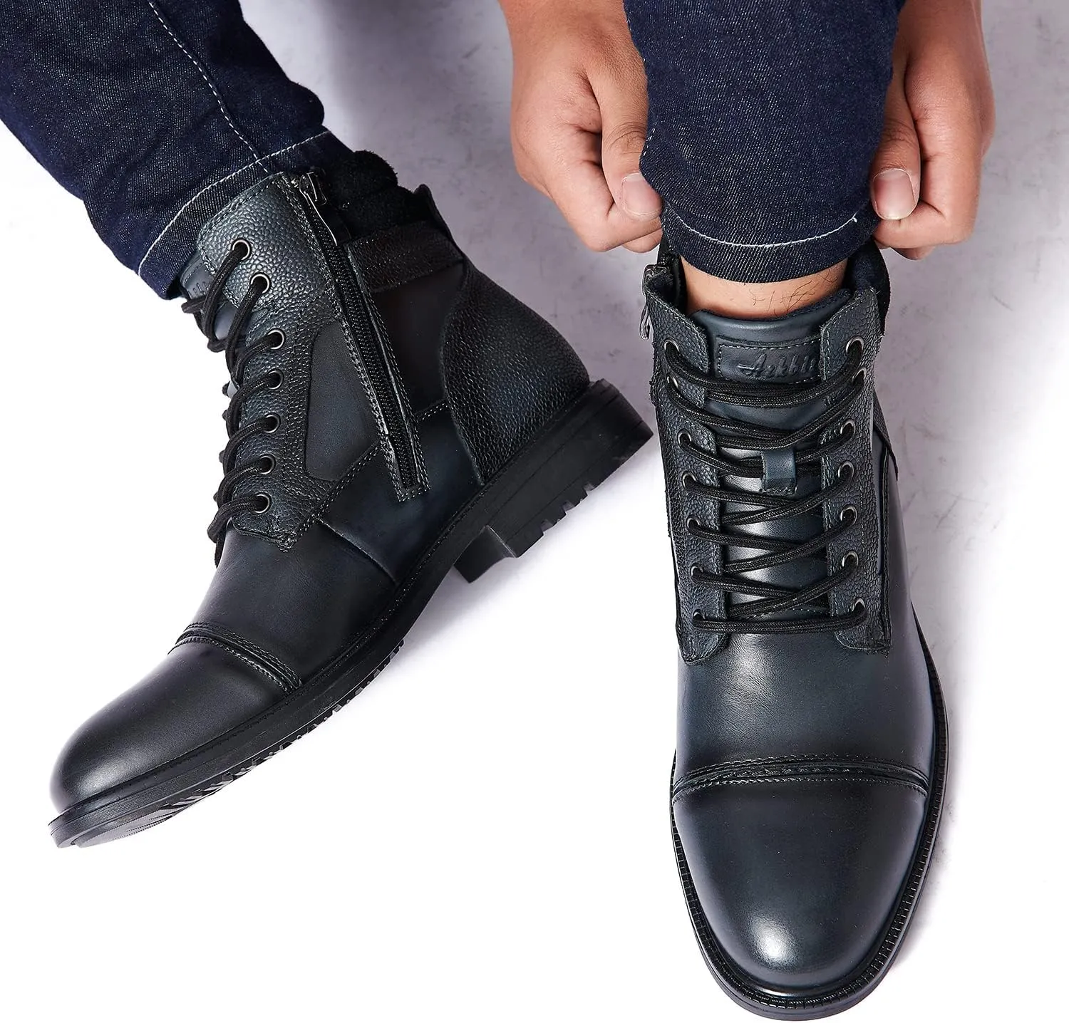Arkbird Mens Chelsea Boots, Stylish and Comfort Leather Chukka Ankle Boots with Zipper