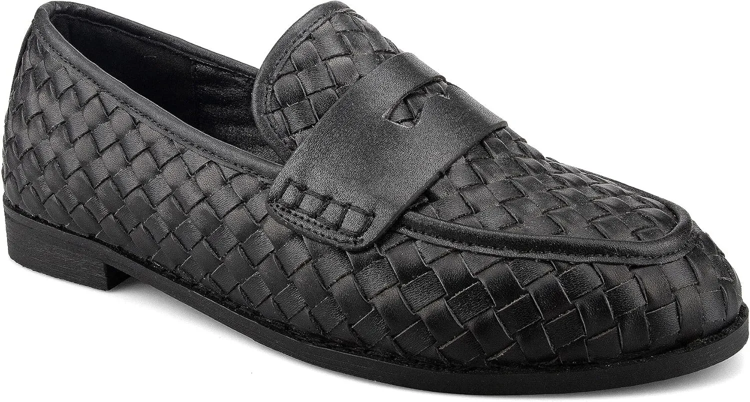 Arqa Penny Loafers for Women Comfortable Slip on Formal Work Flats Natural Raffia Woven Flats Dressy Casual Walking Shoes