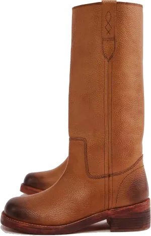 Arqa Pull on Vintage Campus-inspired Cowboy Boots for Women Squared Toe Western Knee High Boots Fashionable Stacked Low Heels Booties