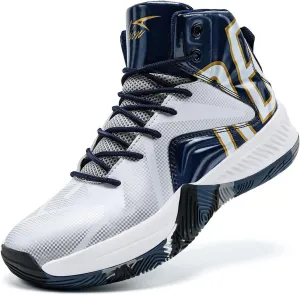 ASHION Unisex Kids Basketball Shoes Air Boys Girls High Top Sneakers Breathable Outdoor Cushioning Athletic Shoes