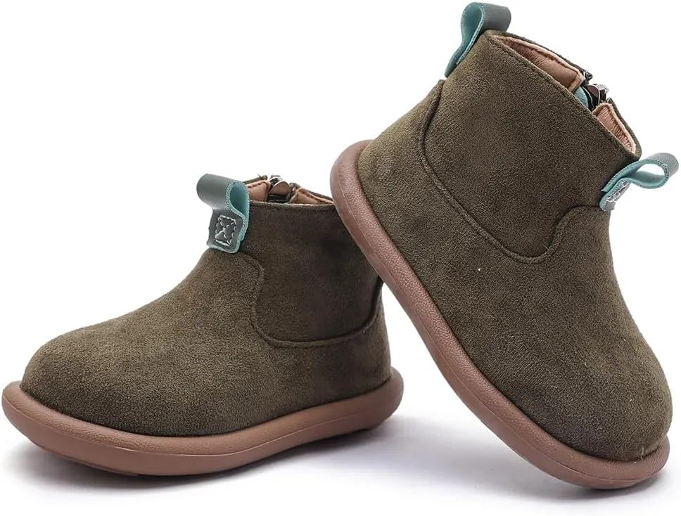 Baby Shoes Suede Zip-Up With Wide Toe Non-Slip Sole Winter Booties for 1-3 Years Olds Toddler Girls Boys Boots