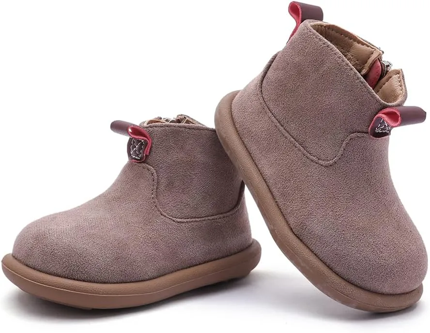 Baby Shoes Suede Zip-Up With Wide Toe Non-Slip Sole Winter Booties for 1-3 Years Olds Toddler Girls Boys Boots