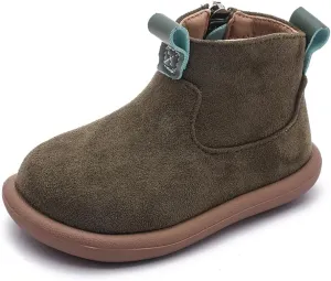 Baby Shoes Suede Zip-Up With Wide Toe Non-Slip Sole Winter Booties for 1-3 Years Olds Toddler Girls Boys Boots