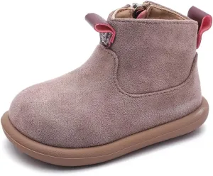 Baby Shoes Suede Zip-Up With Wide Toe Non-Slip Sole Winter Booties for 1-3 Years Olds Toddler Girls Boys Boots