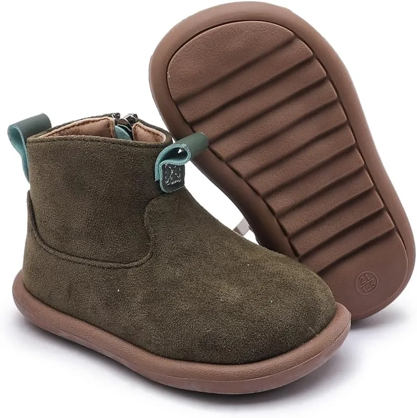 Baby Shoes Suede Zip-Up With Wide Toe Non-Slip Sole Winter Booties for 1-3 Years Olds Toddler Girls Boys Boots