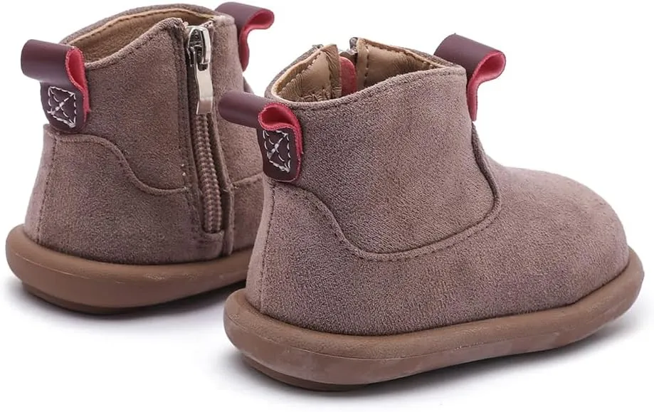 Baby Shoes Suede Zip-Up With Wide Toe Non-Slip Sole Winter Booties for 1-3 Years Olds Toddler Girls Boys Boots