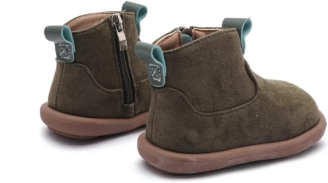 Baby Shoes Suede Zip-Up With Wide Toe Non-Slip Sole Winter Booties for 1-3 Years Olds Toddler Girls Boys Boots