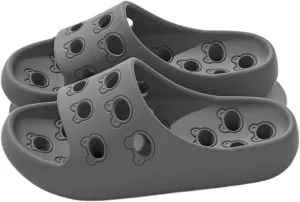 Beach Sandals Mens Thick-Soled Shower Shoes with Holes Non Slip Dry Quickly Bath Slippers Indoor Home Bedroom Pool Spa Pillow Slippers(Gris,40-41)