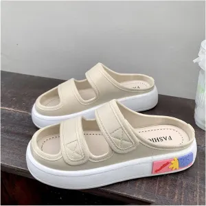 Beach Sandals Sandals Female Cute Versatile Fashion Trend Muffin Bottom Slippers Pillow Slippers(White,38-39)