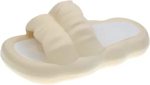 Beach Sandals Summer Petal Slippers Female Soft Bottom A Word Candy Color Sandals Indoor and Outdoor Simple Fashion Cute Slippers Pillow Slippers(Yellow,38-39)