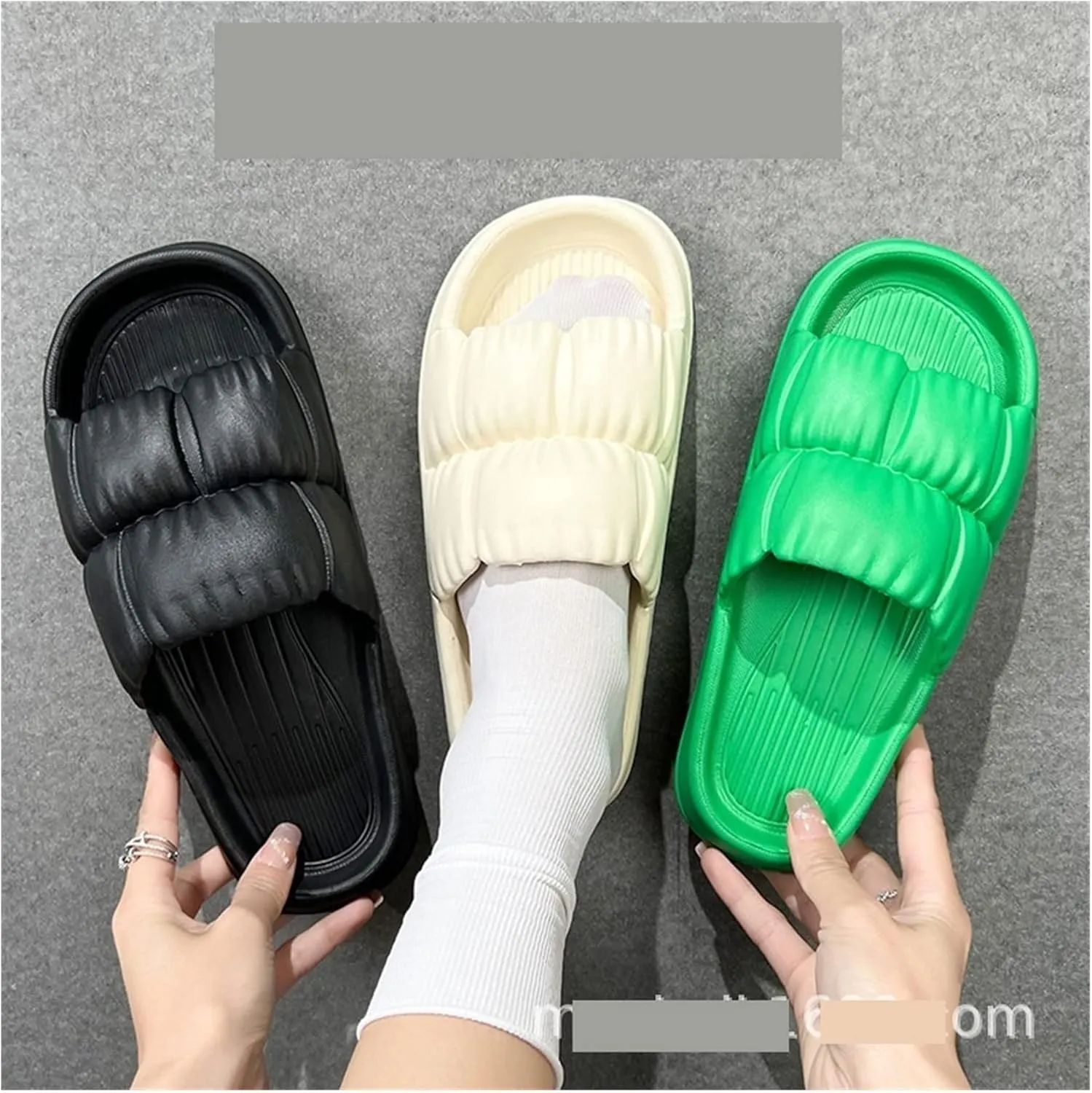 Beach Sandals Summer Pleated Petal Slippers Female Home with Silent Sandals Fashion Female Outdoor Slippers Pillow Slippers(Pink,42/43)