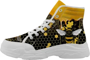 Bee Shoes Women Men High Top Sneakers Lace-up Canvas Tennis Shoes Gifts for Her Him