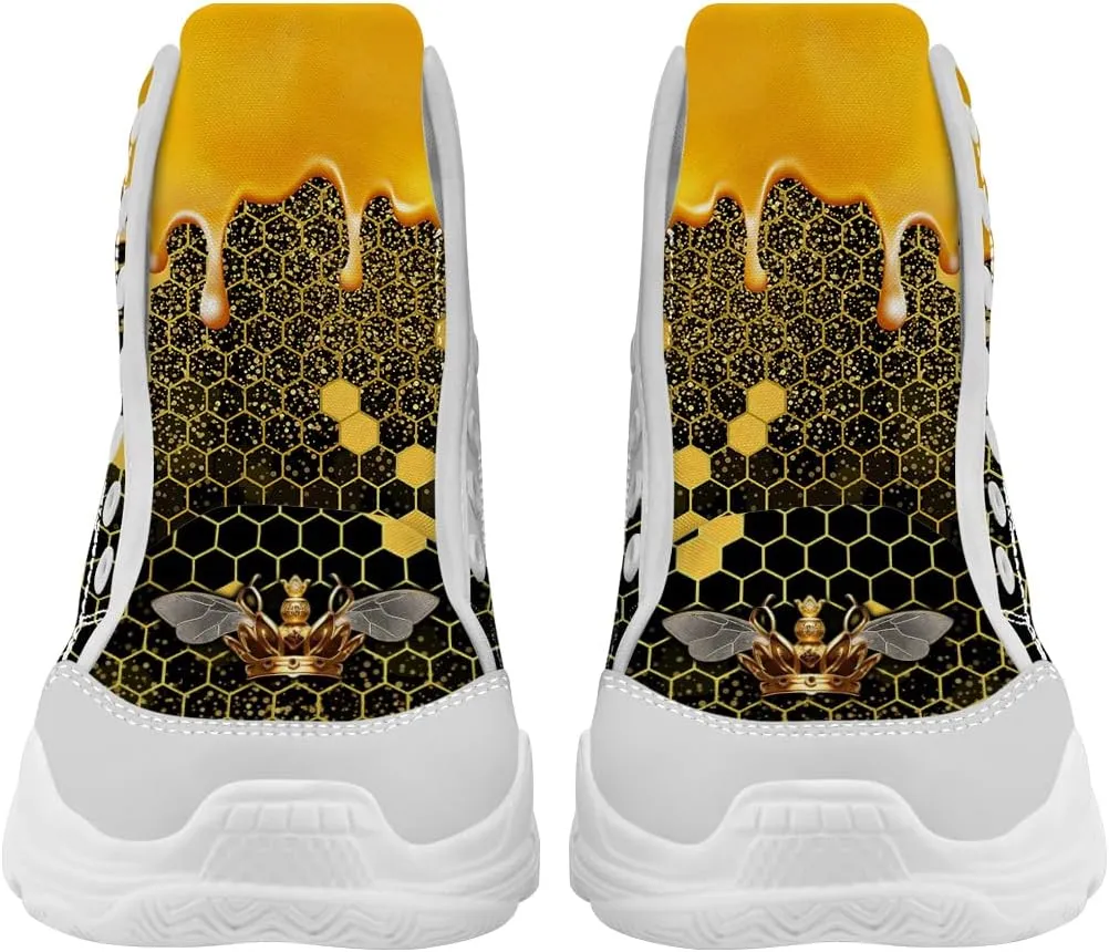 Bee Shoes Women Men High Top Sneakers Lace-up Canvas Tennis Shoes Gifts for Her Him