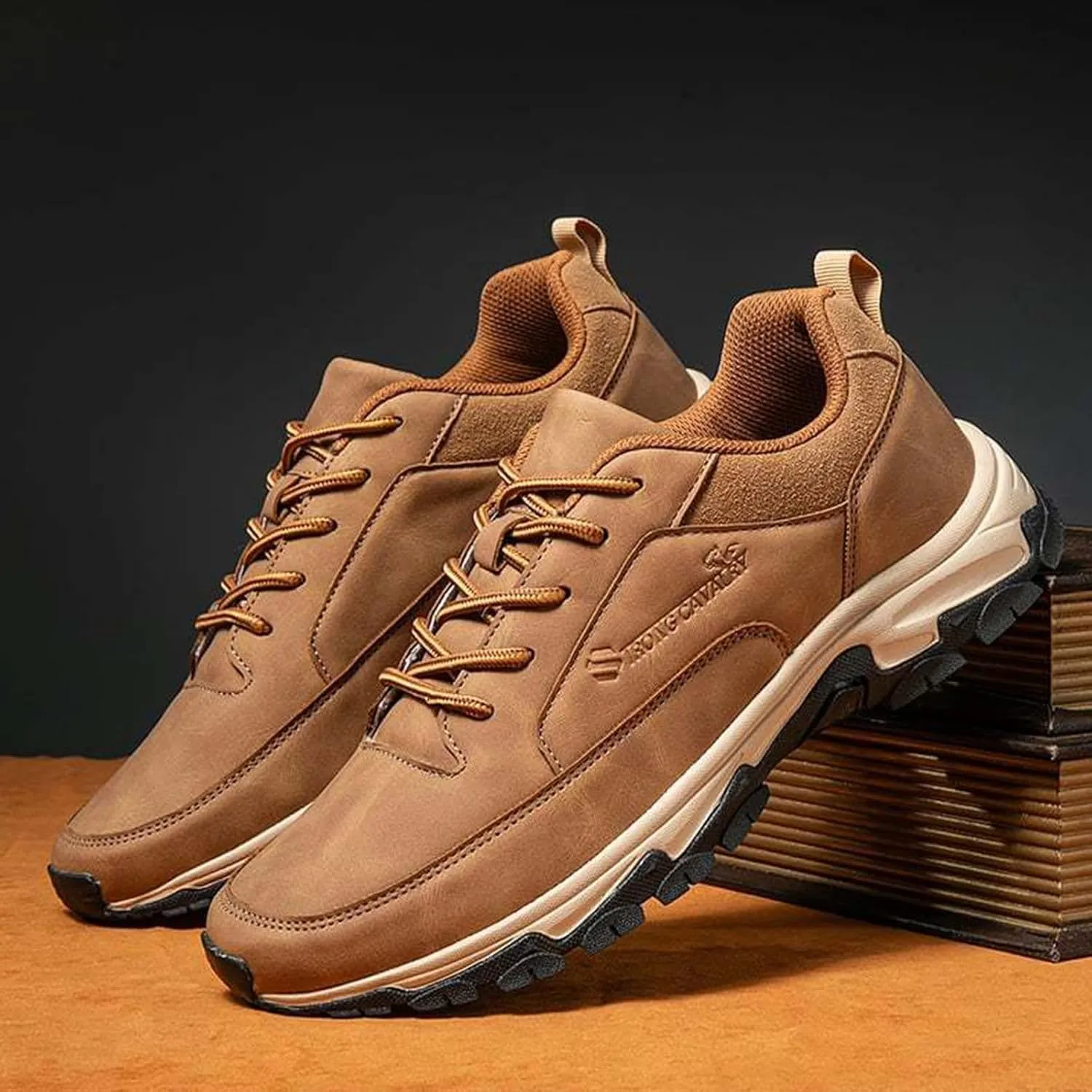 Bestofoot Mens Shoes, Men's Comfortable Genuine Leather Sneakers with Arch Support and Shock Absorption