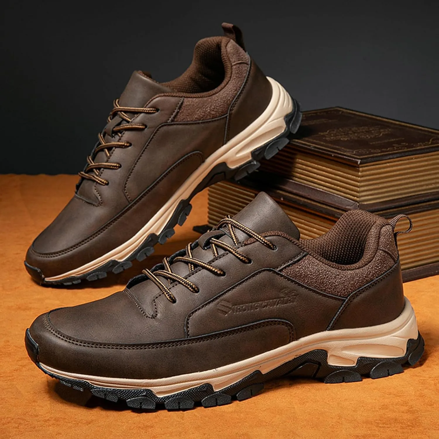 Bestofoot Mens Shoes, Men's Comfortable Genuine Leather Sneakers with Arch Support and Shock Absorption