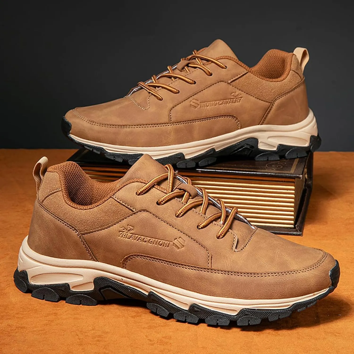 Bestofoot Mens Shoes, Men's Comfortable Genuine Leather Sneakers with Arch Support and Shock Absorption