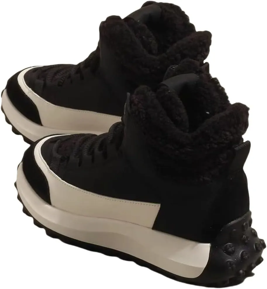 Big Kids Winter Fuzzy Lined Snow Boots High Top Warm Insulated Faux F𝐮r Lined 𝐖aterproof Lace-Up Ankle Boots