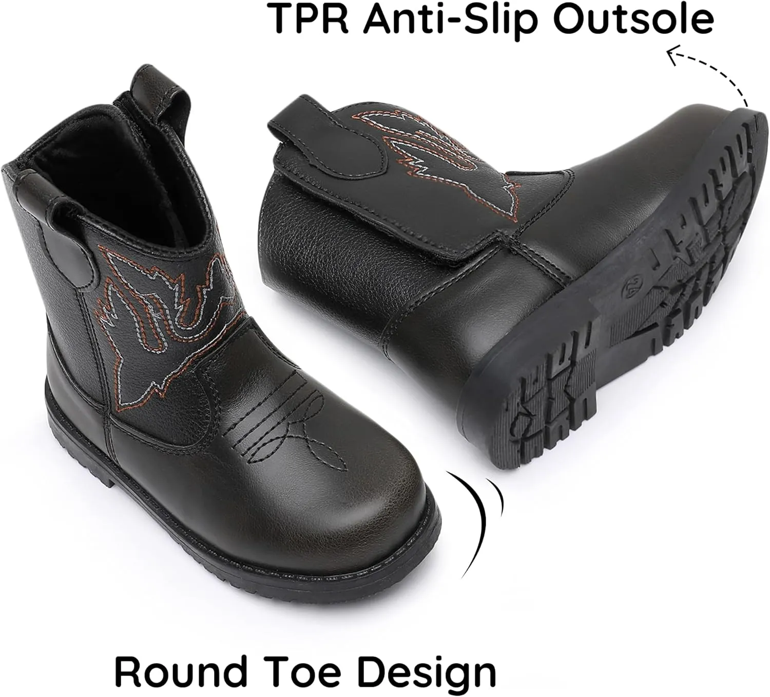 Blikcon Toddler Cowboy Boots for Boys Girls Baby Infant Cowgirl Boots Round Toe All Seasons 6-36 Months (Infant/Toddler)