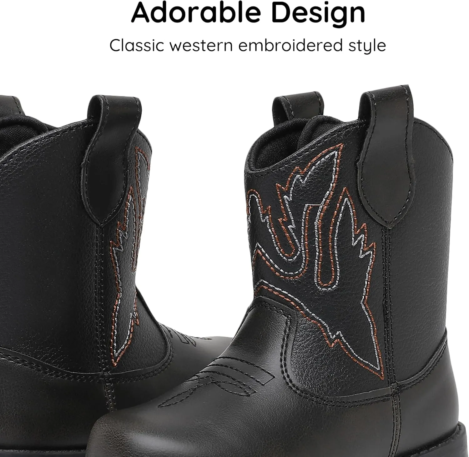 Blikcon Toddler Cowboy Boots for Boys Girls Baby Infant Cowgirl Boots Round Toe All Seasons 6-36 Months (Infant/Toddler)