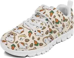 Boy Shoes Athletic Running Fashion Sneakers Walking Breathable Kids Girls Fitness Cross-Training Tennis Lightweight Shoes(Little Kid/Big Kid) Hamster Carrot Pattern（White Sole）