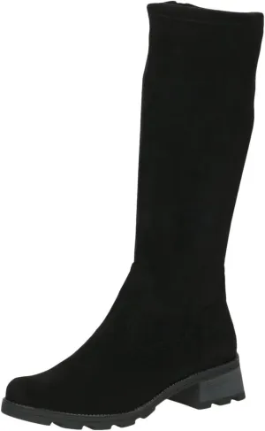 CAPRICE Women's Vegan Knee High Heel Boots, Black stretch., 8.5 Women