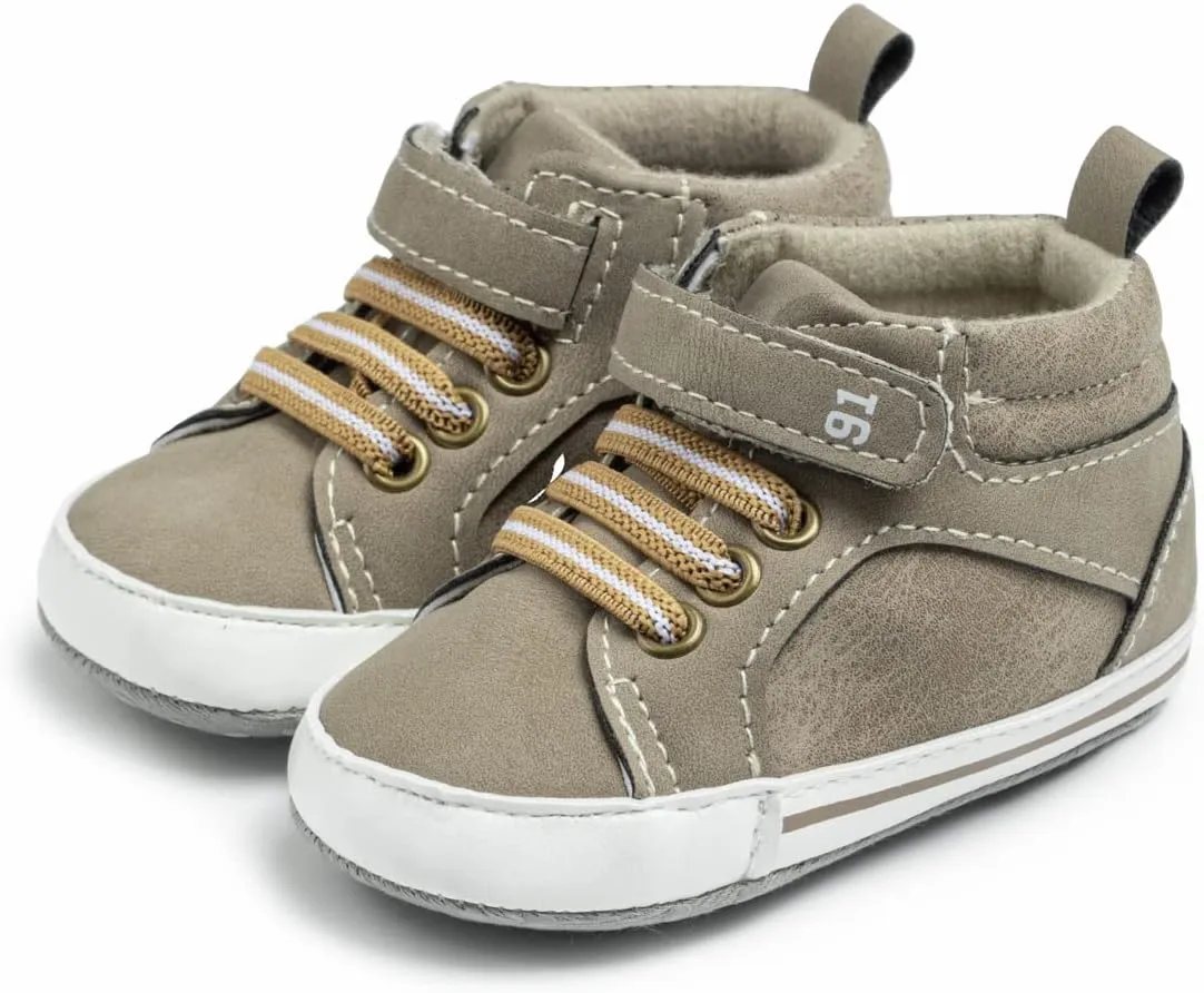 CENCIRILY Baby Boys Girls High Top Sneakers Soft Soles Anti Skid Infant Ankle Shoes Toddler Prewalker First Walking Crib Shoes