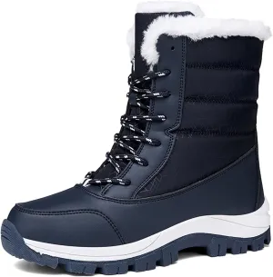 CERYTHRINA Womens Waterproof Booties Lightweight Winter Fur Lined Walking Boots Anti-Slip Outdoor Snow Boots