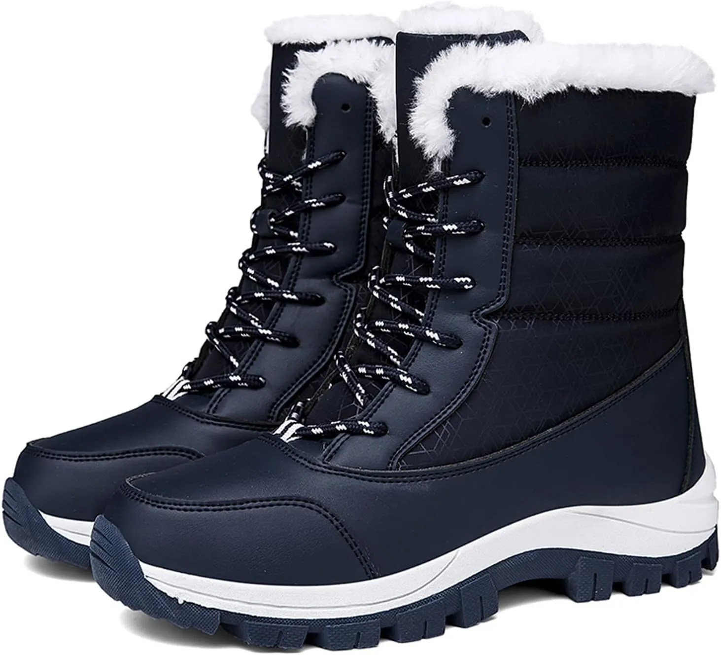 CERYTHRINA Womens Waterproof Booties Lightweight Winter Fur Lined Walking Boots Anti-Slip Outdoor Snow Boots