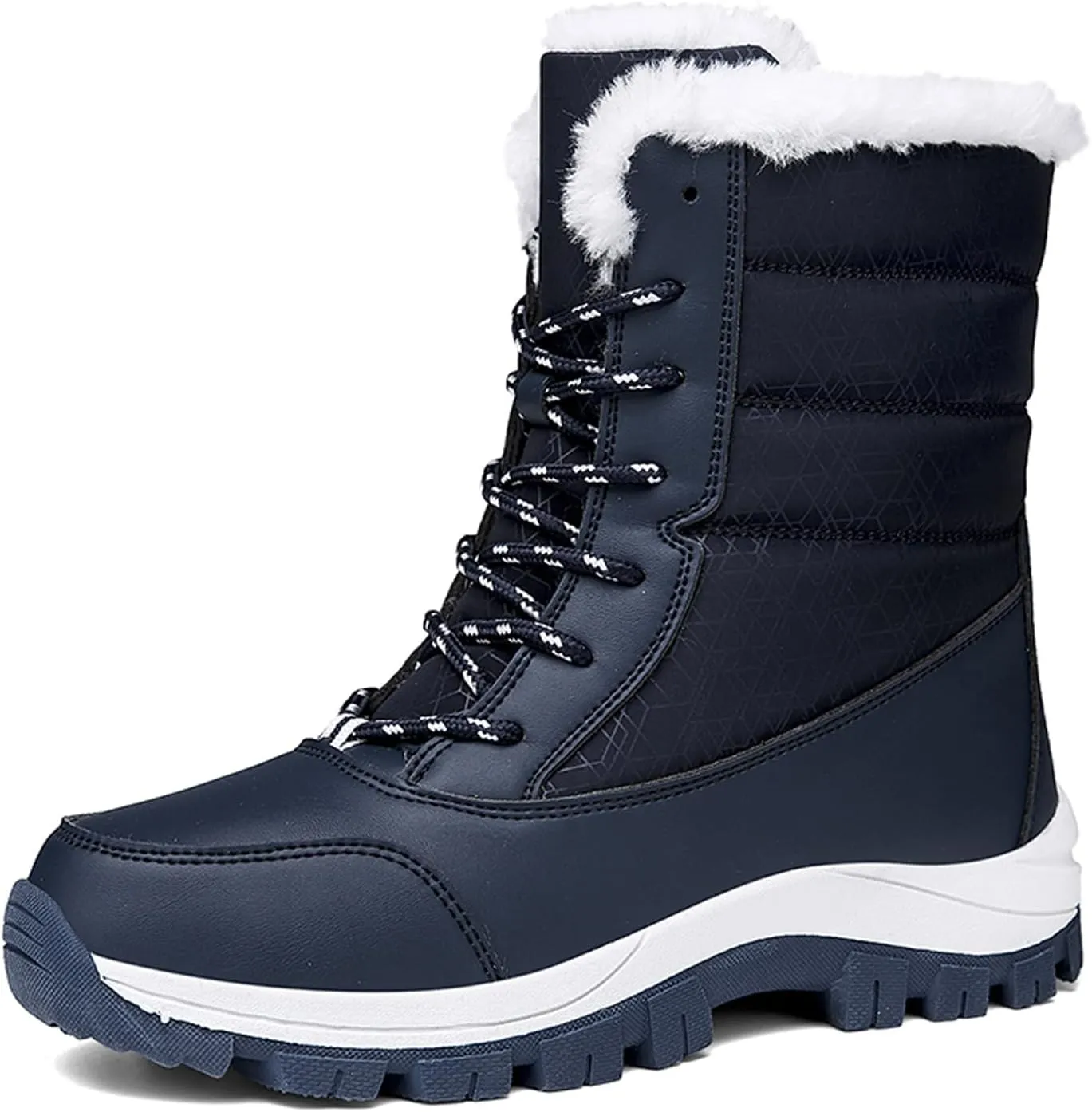 CERYTHRINA Womens Waterproof Booties Lightweight Winter Fur Lined Walking Boots Anti-Slip Outdoor Snow Boots