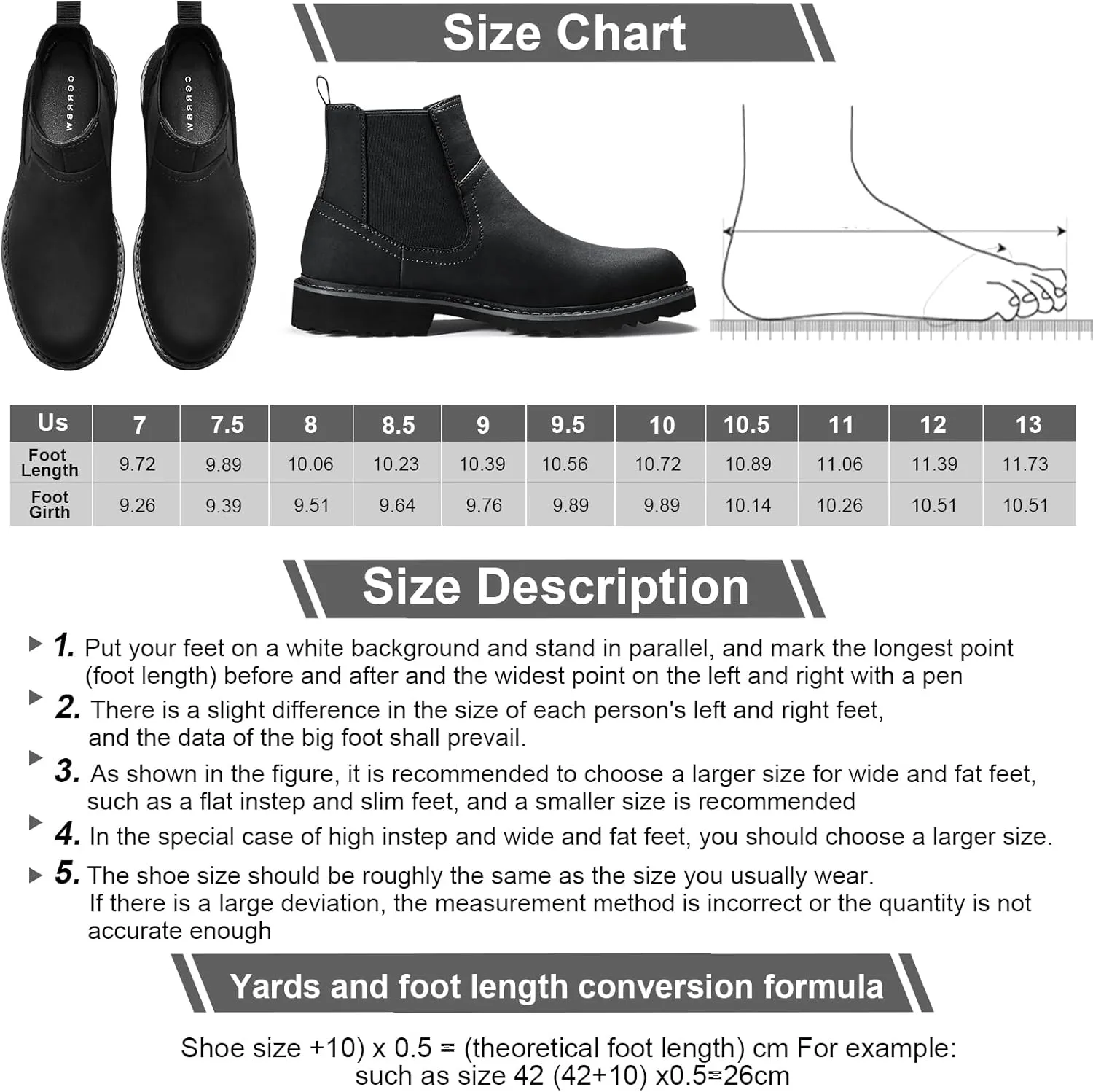 CGRRBW Men's Chelsea Boots Faux Leather Casual Boots for Men