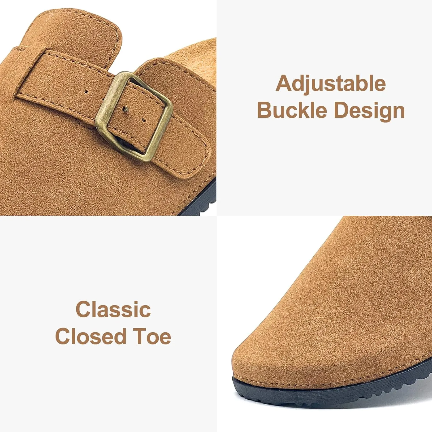 Clogs for Women and Men Suede Clogs Leather Mules Cork Footbed Sandals Potato Shoes with Arch Support Slip on Adjuestable Clog Slippers