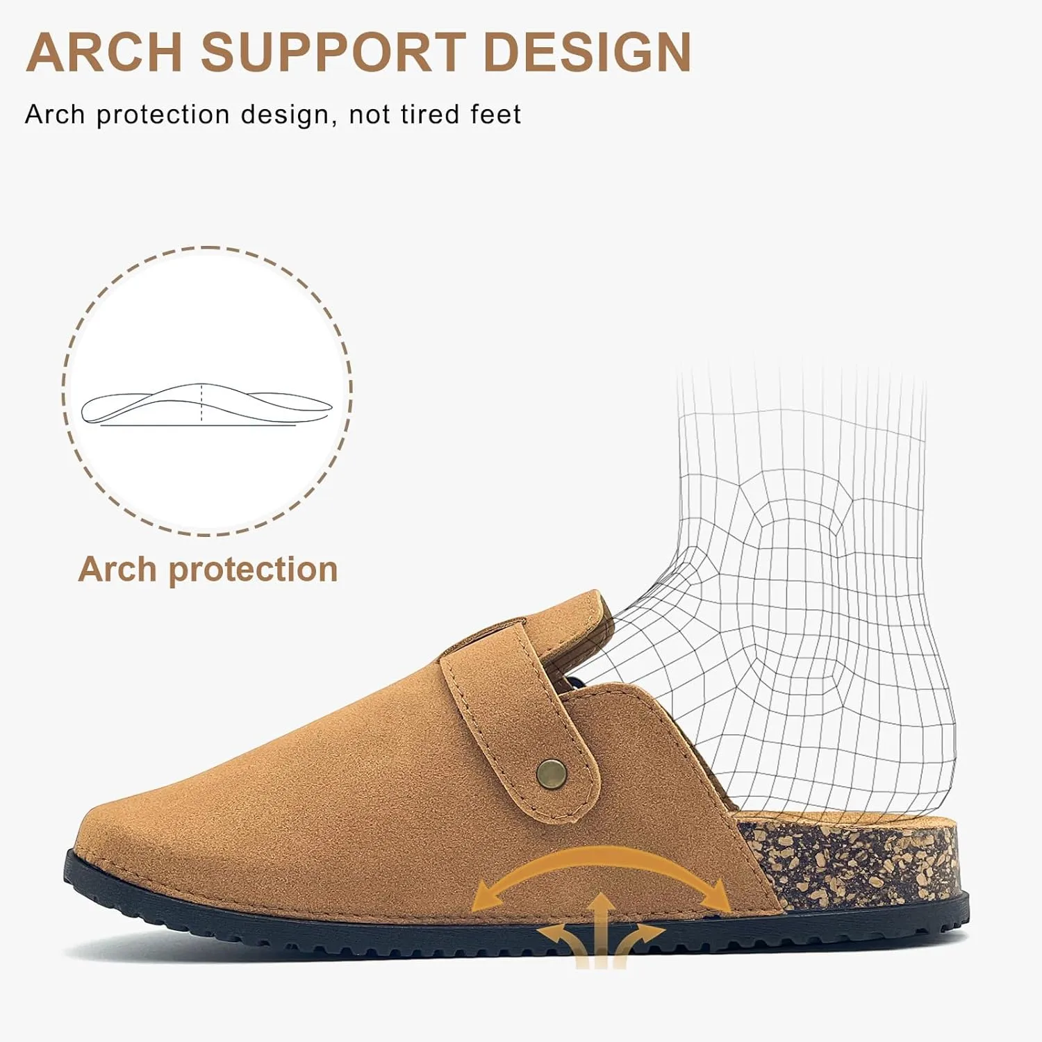 Clogs for Women and Men Suede Clogs Leather Mules Cork Footbed Sandals Potato Shoes with Arch Support Slip on Adjuestable Clog Slippers