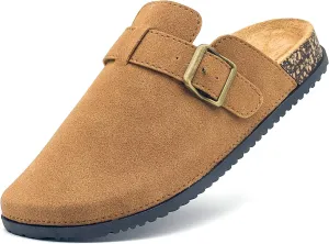 Clogs for Women and Men Suede Clogs Leather Mules Cork Footbed Sandals Potato Shoes with Arch Support Slip on Adjuestable Clog Slippers